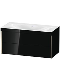Duravit XViu vanity unit XV4616NB140C 100x48cm, 2 drawers, without tap hole, matt champagne, Rahmen C, high-gloss black