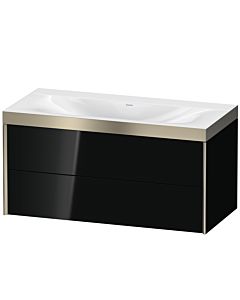 Duravit XViu vanity unit XV4616NB140P 100x48cm, 2 drawers, without tap hole, matt champagne, Rahmen P, high-gloss black
