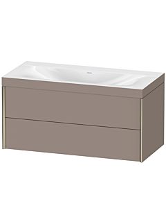 Duravit XViu vanity unit XV4616NB143C 100x48cm, 2 drawers, without tap hole, matt champagne, Rahmen C, matt basalt