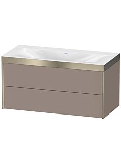 Duravit XViu vanity unit XV4616NB143P 100x48cm, 2 drawers, without tap hole, matt champagne, Rahmen P, matt basalt