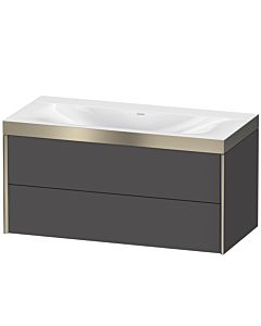 Duravit XViu Waschtisch-Unterschrank XV4616NB149P 100x48cm, 2 Schubkästen, ohne Hahnloch, champagner matt, Rahmen P, graphit matt