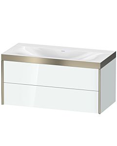 Duravit XViu Waschtisch-Unterschrank XV4616NB185P 100x48cm, 2 Schubkästen, ohne Hahnloch, champagner matt, Rahmen P, weiß hochglanz