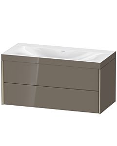 Duravit XViu vanity unit XV4616NB189C 100x48cm, 2 drawers, without tap hole, matt champagne, Rahmen C, flannel gray high gloss