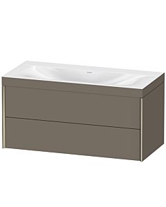 Duravit XViu Waschtisch-Unterschrank XV4616NB190C 100x48cm, 2 Schubkästen, ohne Hahnloch, champagner matt, Rahmen C, flannel grey seidenmatt