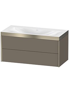 Duravit XViu vanity unit XV4616NB190P 100x48cm, 2 drawers, without tap hole, matt champagne, Rahmen P, flannel gray silk matt