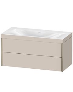 Duravit XViu vanity unit XV4616NB191C 100x48cm, 2 drawers, without tap hole, matt champagne, Rahmen C, matt taupe