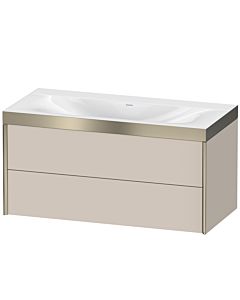 Duravit XViu vanity unit XV4616NB191P 100x48cm, 2 drawers, without tap hole, matt champagne, Rahmen P, matt taupe