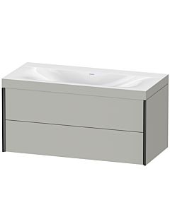 Duravit Meuble sous-vasque XViu XV4616NB207C 100x48cm, 2 tiroirs, sans trou pour robinet, noir mat, Rahmen C, gris béton mat