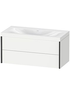 Duravit XViu Waschtisch-Unterschrank XV4616NB218C 100x48cm, 2 Schubkästen, ohne Hahnloch, schwarz matt, Rahmen C, weiß matt