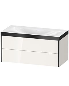 Duravit XViu Waschtisch-Unterschrank XV4616NB222P 100x48cm, 2 Schubkästen, ohne Hahnloch, schwarz matt, Rahmen P, weiß hochglanz