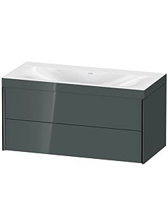 Duravit XViu Waschtisch-Unterschrank XV4616NB238C 100x48cm, 2 Schubkästen, ohne Hahnloch, schwarz matt, Rahmen C, dolomiti grey hochglanz