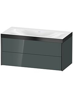 Duravit XViu Waschtisch-Unterschrank XV4616NB238P 100x48cm, 2 Schubkästen, ohne Hahnloch, schwarz matt, Rahmen P, dolomiti grey hochglanz