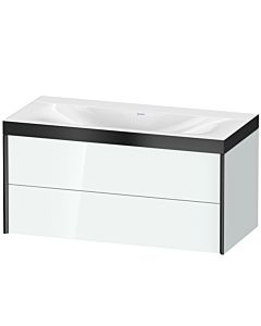 Duravit XViu Waschtisch-Unterschrank XV4616NB285P 100x48cm, 2 Schubkästen, ohne Hahnloch, schwarz matt, Rahmen P, weiß hochglanz