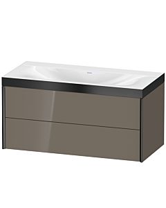 Duravit Meuble sous-vasque XViu XV4616NB289P 100x48cm, 2 tiroirs, sans trou pour robinet, noir mat, Rahmen P, gris flanelle brillant