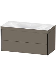 Duravit Meuble sous-vasque XViu XV4616NB290C 100x48cm, 2 tiroirs, sans trou pour robinet, noir mat, Rahmen C, flanelle gris soie mat