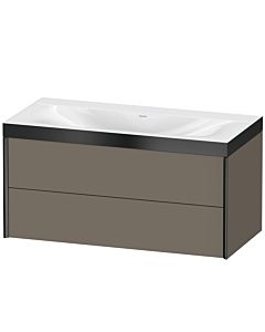 Duravit XViu Waschtisch-Unterschrank XV4616NB290P 100x48cm, 2 Schubkästen, ohne Hahnloch, schwarz matt, Rahmen P, flannel grey seidenmatt