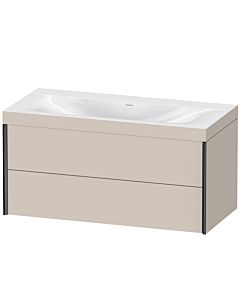 Duravit XViu vanity unit XV4616NB291C 100x48cm, 2 drawers, without tap hole, matt black, Rahmen C, matt taupe