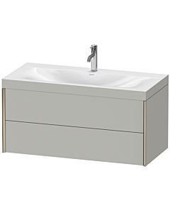 Duravit XViu Waschtisch-Unterschrank XV4616OB107C 100x48cm, 2 Schubkästen, 1 Hahnloch, champagner matt, Rahmen C, betongrau matt