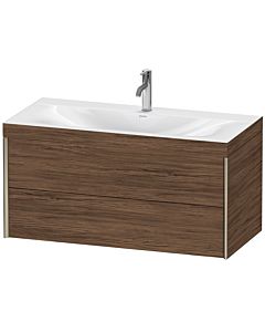 Duravit XViu Waschtisch-Unterschrank XV4616OB121C 100x48cm, 2 Schubkästen, 1 Hahnloch, champagner matt, Rahmen C, nussbaum dunkel