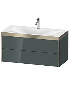 Duravit XViu vanity unit XV4616OB138P 100x48cm, 2 drawers, 2000 tap hole, matt champagne, Rahmen P, dolomiti gray high gloss