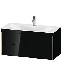 Duravit XViu vanity unit XV4616OB140C 100x48cm, 2 drawers, 2000 tap hole, matt champagne, Rahmen C, black high gloss