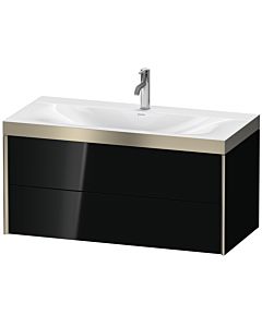 Duravit XViu Waschtisch-Unterschrank XV4616OB140P 100x48cm, 2 Schubkästen, 1 Hahnloch, champagner matt, Rahmen P, schwarz hochglanz