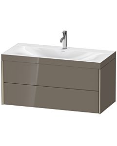 Duravit XViu Waschtisch-Unterschrank XV4616OB189C 100x48cm, 2 Schubkästen, 1 Hahnloch, champagner matt, Rahmen C, flannel grey hochglanz