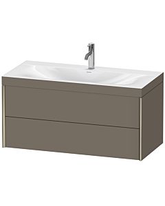 Duravit XViu vanity unit XV4616OB190C 100x48cm, 2 drawers, 2000 tap hole, matt champagne, Rahmen C, flannel gray silk matt