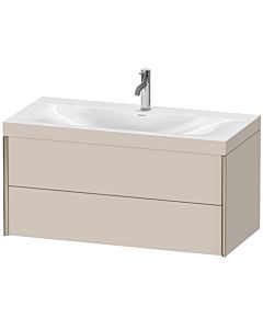 Duravit XViu vanity unit XV4616OB191C 100x48cm, 2 drawers, 2000 tap hole, matt champagne, Rahmen C, matt taupe