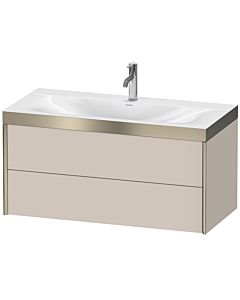 Duravit XViu vanity unit XV4616OB191P 100x48cm, 2 drawers, 2000 tap hole, matt champagne, Rahmen P, matt taupe