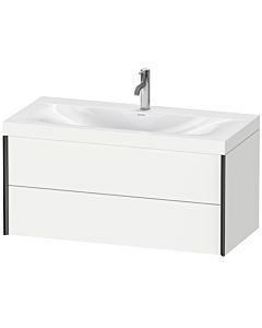 Duravit XViu Waschtisch-Unterschrank XV4616OB218C 100x48cm, 2 Schubkästen, 1 Hahnloch, schwarz matt, Rahmen C, weiß matt