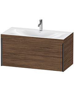 Duravit XViu vanity unit XV4616OB221C 100x48cm, 2 drawers, 2000 tap hole, matt black, Rahmen C, dark walnut