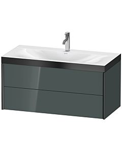 Duravit XViu Waschtisch-Unterschrank XV4616OB238P 100x48cm, 2 Schubkästen, 1 Hahnloch, schwarz matt, Rahmen P, dolomiti grey hochglanz