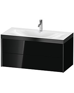Duravit XViu Waschtisch-Unterschrank XV4616OB240P 100x48cm, 2 Schubkästen, 1 Hahnloch, schwarz matt, Rahmen P, schwarz hochglanz