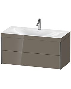 Duravit XViu Waschtisch-Unterschrank XV4616OB289C 100x48cm, 2 Schubkästen, 1 Hahnloch, schwarz matt, Rahmen C, flannel grey hochglanz