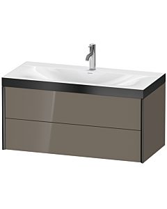 Duravit XViu vanity unit XV4616OB289P 100x48cm, 2 drawers, 2000 tap hole, matt black, Rahmen P, flannel gray high gloss