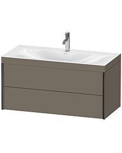 Duravit XViu vanity unit XV4616OB290C 100x48cm, 2 drawers, 2000 tap hole, black matt, Rahmen C, flannel gray silk matt
