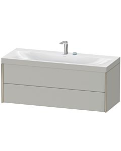 Duravit Meuble sous-vasque XViu XV4617EB107C 120x48cm, 2 tiroirs, 2 trous pour robinetterie, champagne mat, Rahmen C, gris béton mat