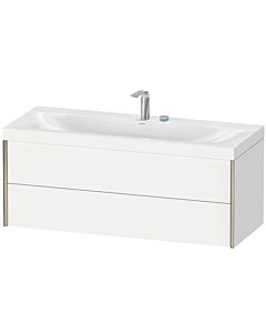 Duravit XViu vanity unit XV4617EB118C 120x48cm, 2 drawers, 2 tap holes, matt champagne, Rahmen C, matt white
