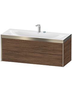 Duravit XViu Waschtisch-Unterschrank XV4617EB121P 120x48cm, 2 Schubkästen, 2 Hahnlöcher, champagner matt, Rahmen P, nussbaum dunkel