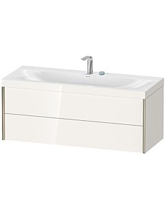 Duravit Meuble sous-vasque XViu XV4617EB122C 120x48cm, 2 tiroirs, 2 trous pour robinetterie, champagne mat, Rahmen C, blanc brillant