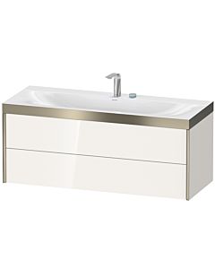 Duravit XViu Waschtisch-Unterschrank XV4617EB122P 120x48cm, 2 Schubkästen, 2 Hahnlöcher, champagner matt, Rahmen P, weiß hochglanz