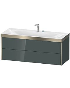 Duravit XViu vanity unit XV4617EB138P 120x48cm, 2 drawers, 2 tap holes, matt champagne, Rahmen P, dolomiti gray high gloss
