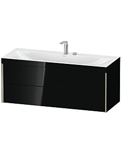 Duravit XViu Waschtisch-Unterschrank XV4617EB140C 120x48cm, 2 Schubkästen, 2 Hahnlöcher, champagner matt, Rahmen C, schwarz hochglanz