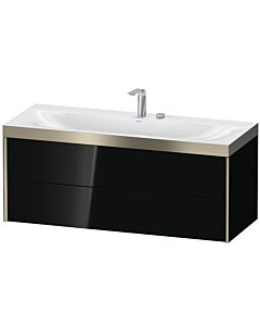 Duravit XViu Waschtisch-Unterschrank XV4617EB140P 120x48cm, 2 Schubkästen, 2 Hahnlöcher, champagner matt, Rahmen P, schwarz hochglanz