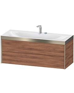 Duravit XViu vanity unit XV4617EB179P 120x48cm, 2 drawers, 2 tap holes, matt champagne, Rahmen P, natural walnut