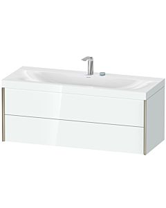 Duravit XViu Waschtisch-Unterschrank XV4617EB185C 120x48cm, 2 Schubkästen, 2 Hahnlöcher, champagner matt, Rahmen C, weiß hochglanz