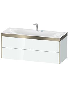 Duravit XViu Waschtisch-Unterschrank XV4617EB185P 120x48cm, 2 Schubkästen, 2 Hahnlöcher, champagner matt, Rahmen P, weiß hochglanz