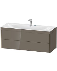 Duravit XViu Waschtisch-Unterschrank XV4617EB189C 120x48cm, 2 Schubkästen, 2 Hahnlöcher, champagner matt, Rahmen C, flannel grey hochglanz