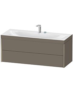 Duravit Meuble sous-vasque XViu XV4617EB190C 120x48cm, 2 tiroirs, 2 trous pour robinetterie, champagne mat, Rahmen C, flanelle gris soie mat